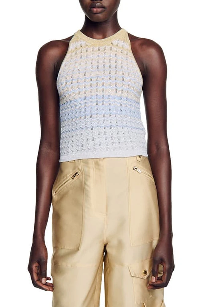 sandro Ady Ombré Sleeveless Sweater Blue /Gold at Nordstrom,