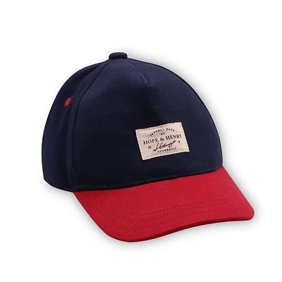 Hope & Henry Boys' Authentic Ball Cap With Logo, Kids Navy And Red at Nordstrom,