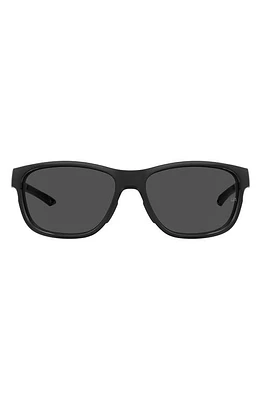 Under Armour UAUndeniab 61mm Polarized Sports Sunglasses in Black /Grey Oleophobic at Nordstrom