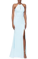 Xscape Evenings Kyhle Rhinestone Trim Mermaid Gown Aqua at Nordstrom,