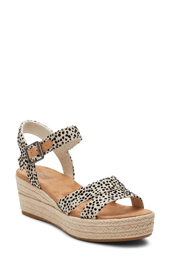 TOMS Audrey Ankle Strap Espadrille Platform Wedge Sandal Fog Flocked Mini Cheetah at Nordstrom,