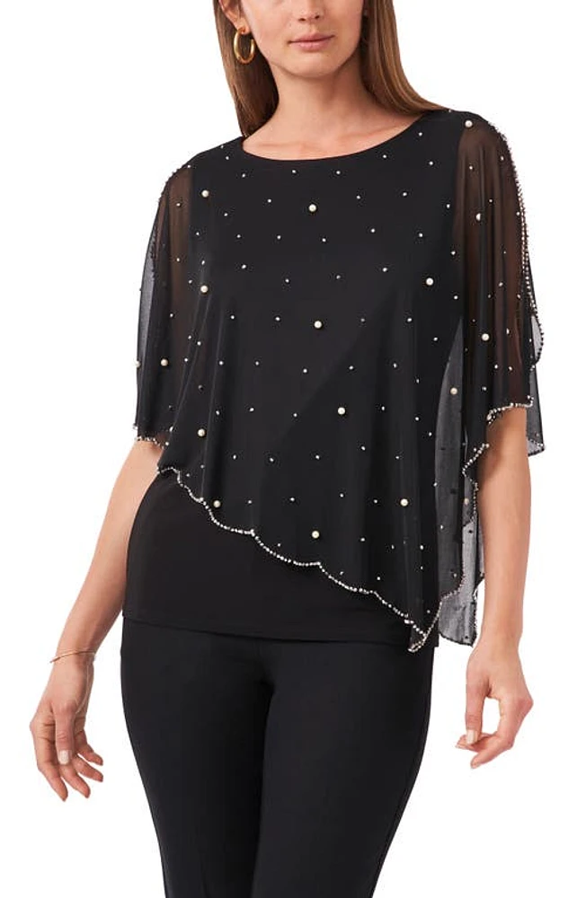 Chaus Beaded Overlay Jersey Top Black at Nordstrom,