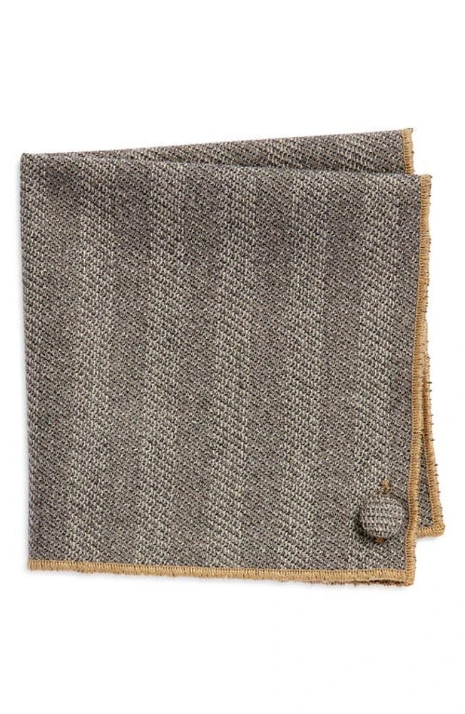 CLIFTON WILSON Herringbone Wool Pocket Square in Grey at Nordstrom