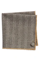 CLIFTON WILSON Herringbone Wool Pocket Square in Grey at Nordstrom