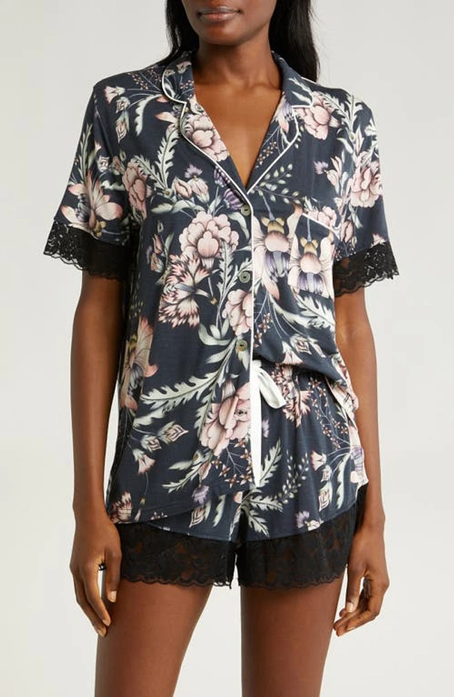 KILO BRAVA Lace Trim Short Pajamas Botanical Night at Nordstrom,