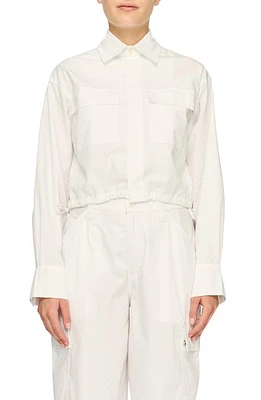 DL1961 Faye Crop Drawstring Hem Button-Up Shirt White (Poplin) at Nordstrom,