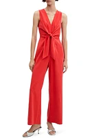 MANGO Ali Twist Sleeveless Crepe Jumpsuit Red at Nordstrom,