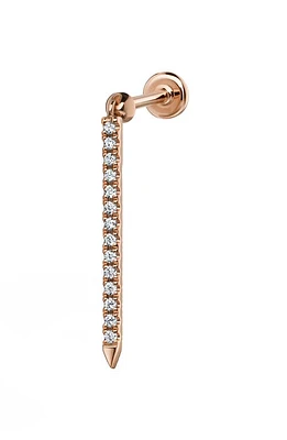 Maria Tash Diamond Eternity Single Bar Charm Stud Earring in Rose at Nordstrom