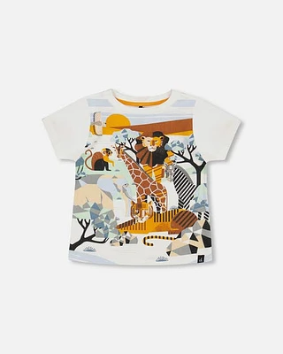 Deux Par Deux Little Boy's Organic Cotton T-Shirt With Print Off White at Nordstrom