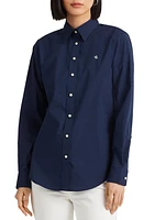 Lauren Ralph Easy Care Stretch Cotton Shirt Navy at Nordstrom,