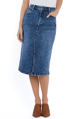 Wash Lab Denim Silver Midi Skirt Blue at Nordstrom,