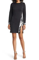 SHO by Tadashi Shoji Sequin Detail Long Sleeve Cocktail Dress Black/Platinum at Nordstrom,