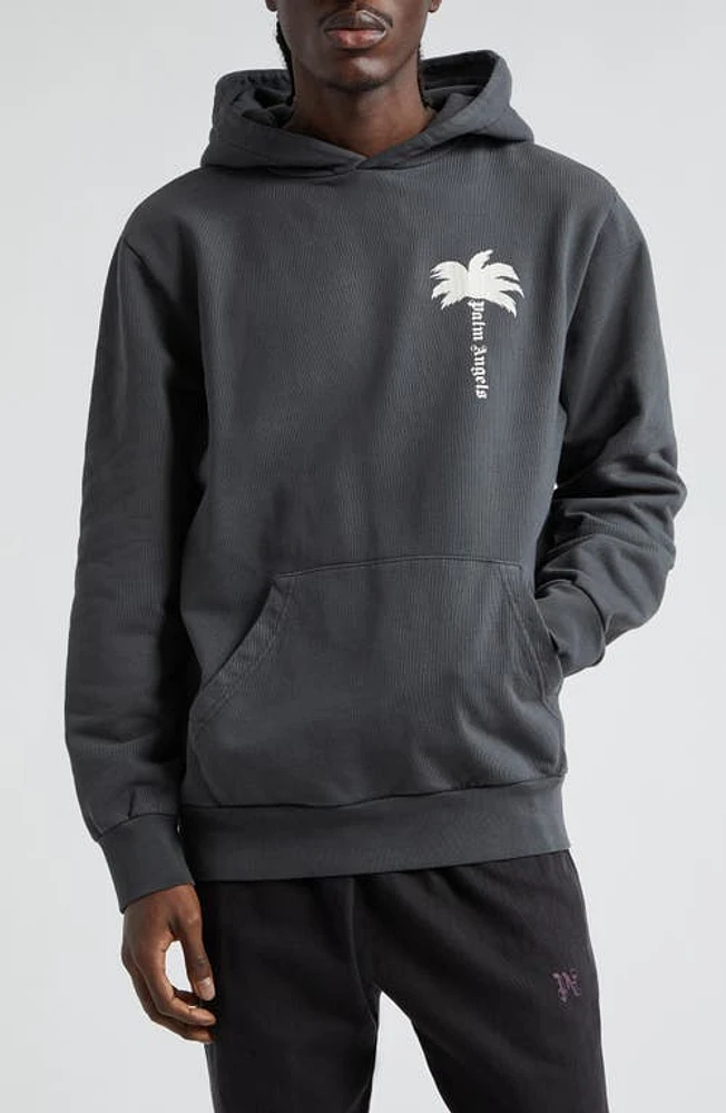 Palm Angels The Cotton French Terry Hoodie Dark Grey Off White at Nordstrom,