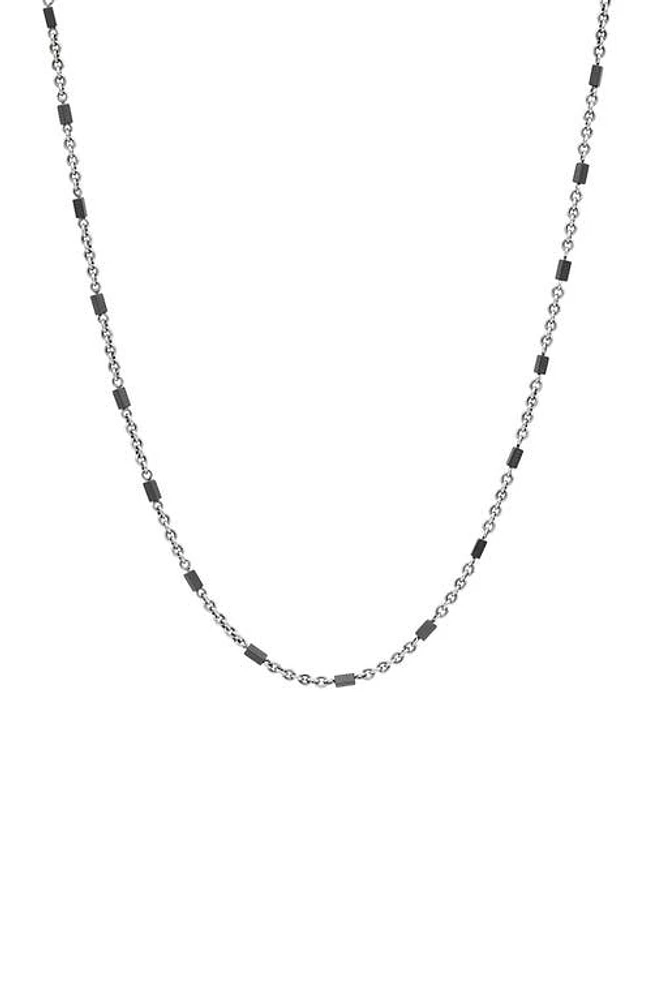 John Varvatos Men's Artisan Hematite Station Necklace in Silver at Nordstrom, Size 24