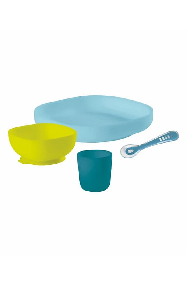 BEABA 4-Piece Silicone Suction Baby Feeding Set in Rain at Nordstrom