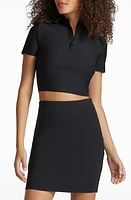 Commando Neoprene Crop Polo Black at Nordstrom,