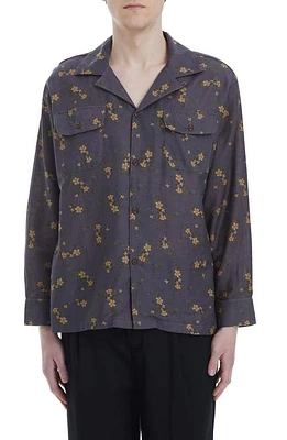 FOUND Dusty Floral Print Button-Up Shirt Vintage Purple at Nordstrom,