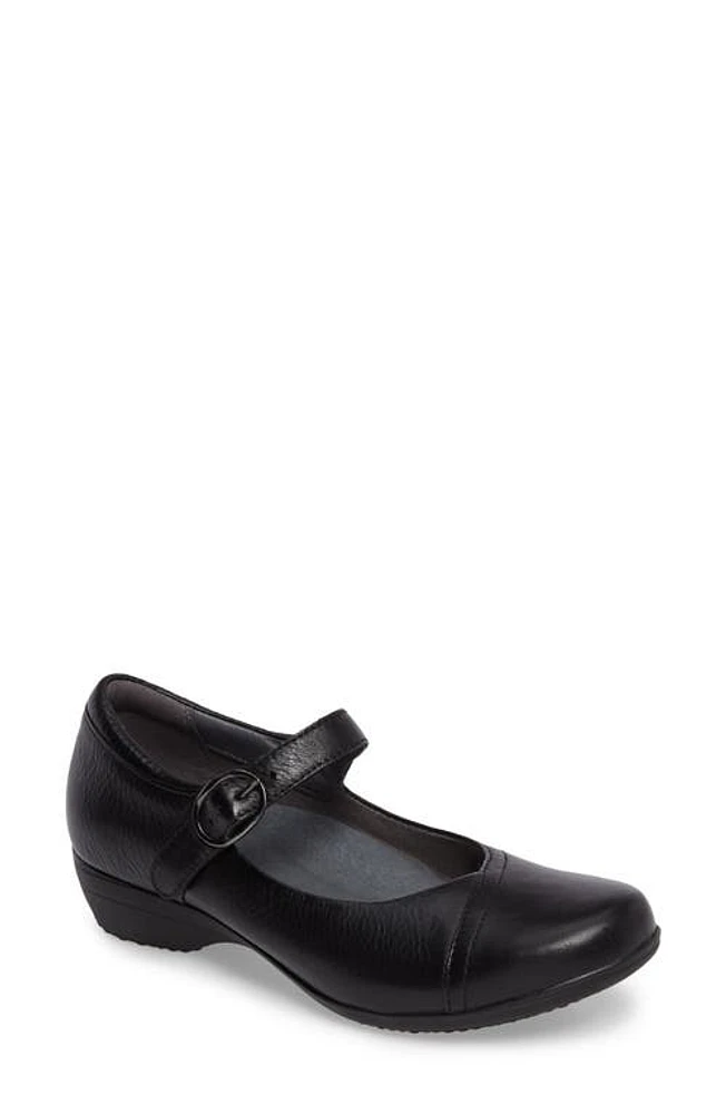 Dansko Fawna Mary Jane Flat Black Milled Nappa Leather at Nordstrom,