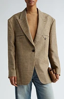 Acne Studios Jemily Woodstock Check Oversize Linen Blend Blazer in Multi Brown at Nordstrom, Size 6 Us