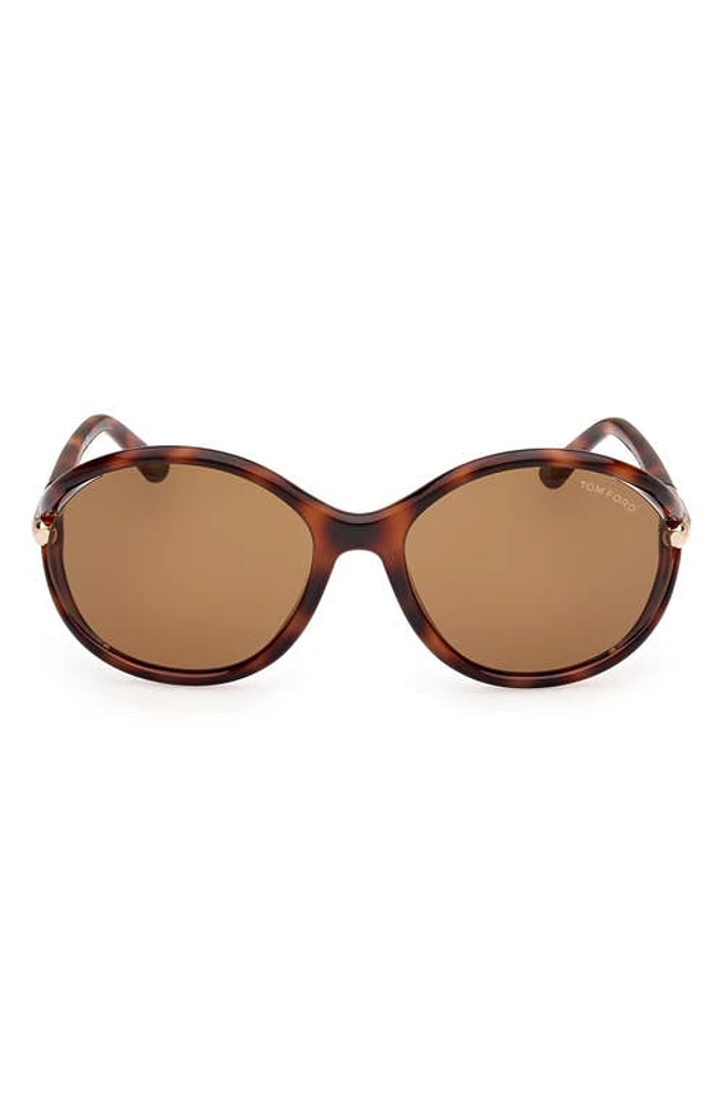 TOM FORD Melody 59mm Round Sunglasses in Shiny Blonde Havana /Brown at Nordstrom