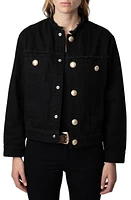 Zadig & Voltaire Kaely Raw Edge Denim Jacket Noir at Nordstrom,