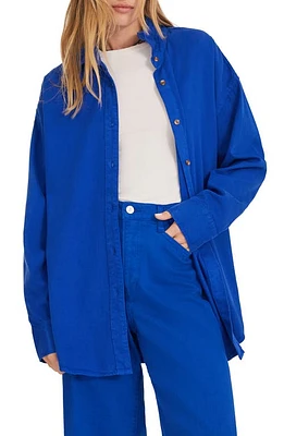 Favorite Daughter The Ex-Boyfriend Cotton Blend Button-Up Shirt Electric Blue at Nordstrom,