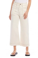 FIFTEEN TWENTY Rylee Cotton Twill Wide Leg Crop Pants Natural at Nordstrom,