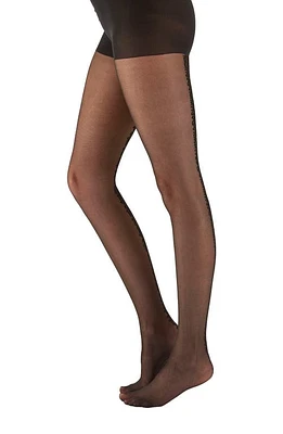 Pretty Polly Leopard Spot Back Seam Sheer Tights in Black at Nordstrom