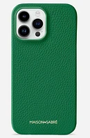 MAISON de SABRÉ Leather Phone Case in Emerald Green at Nordstrom, Size Iphone 15 Pro Max