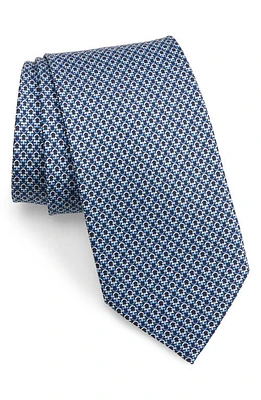 FERRAGAMO Gancini Pattern Silk Tie in F. navy/Azzurro at Nordstrom, Size Regular