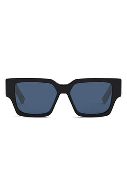 DIOR CD SU 56mm Square Sunglasses in Shiny Black /Blue at Nordstrom