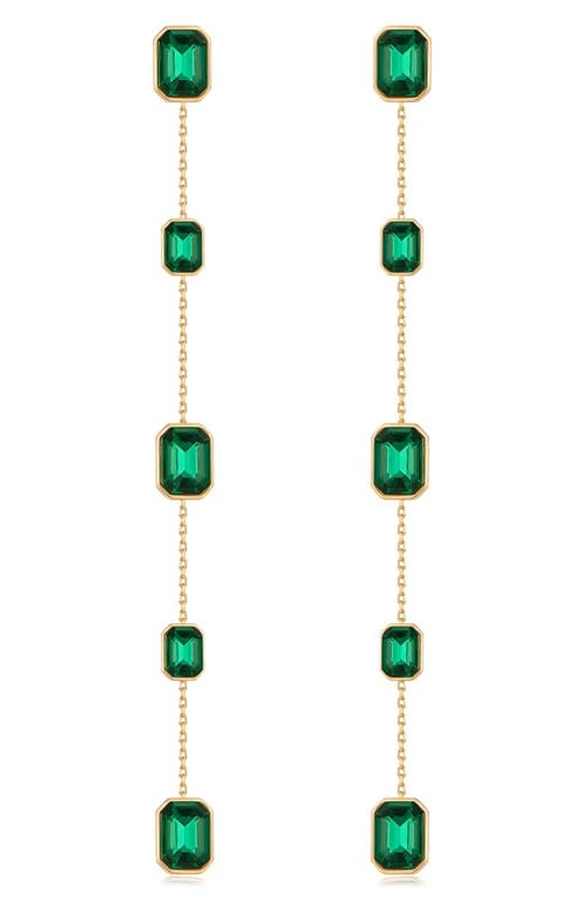 Ettika Baguette Crystal Linear Drop Earrings in Green at Nordstrom