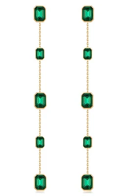 Ettika Baguette Crystal Linear Drop Earrings in Green at Nordstrom