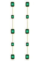 Ettika Baguette Crystal Linear Drop Earrings in Green at Nordstrom