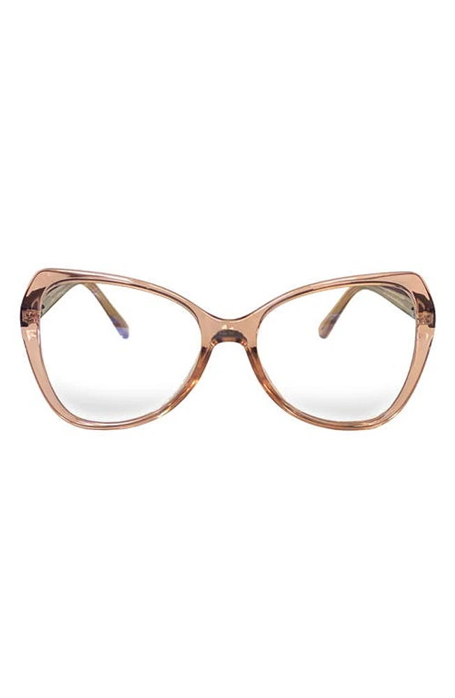 Fifth & Ninth Margot 54mm Butterfly Blue Light Blocking Glasses in Transparent Tan/Clear at Nordstrom