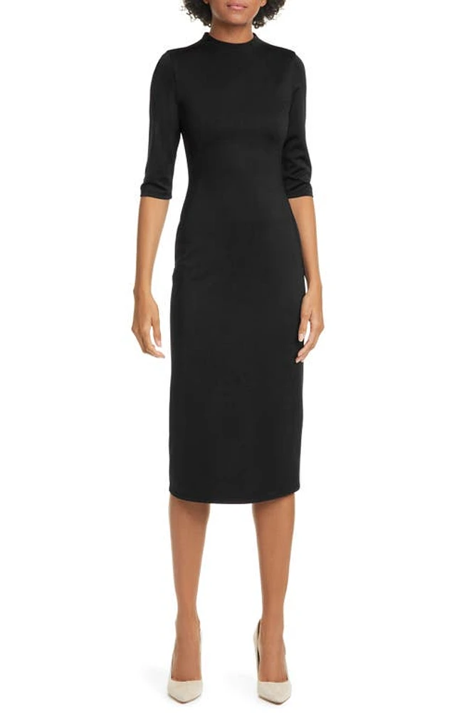 Alice + Olivia Delora Fitted Mock Neck Dress Black at Nordstrom,