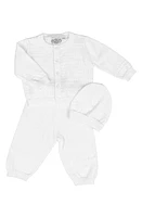 Little Things Mean a Lot Cotton Cardigan, Pants & Hat Set White at Nordstrom,