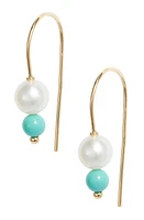 Poppy Finch Petite Cultured Pearl & Turquoise Drop Earrings in 14Kyg at Nordstrom