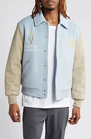 KROST Coastal Wool Blend Varsity Jacket Omphalodes at Nordstrom,