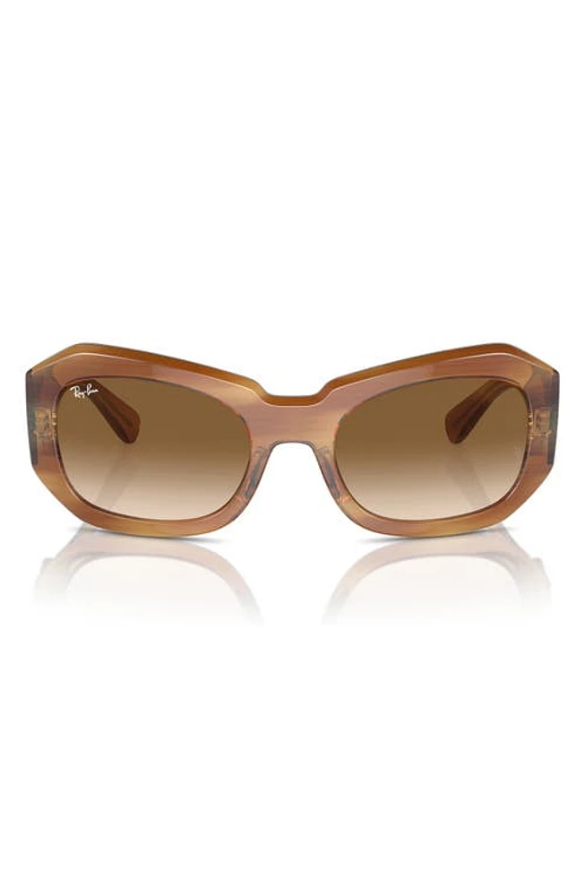 Ray-Ban Pillow Beate 56mm Wrap Sunglasses in Striped Brown at Nordstrom