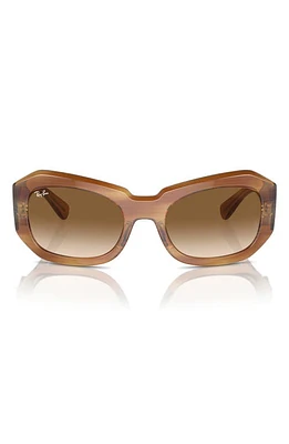 Ray-Ban Pillow Beate 56mm Wrap Sunglasses in Striped Brown at Nordstrom