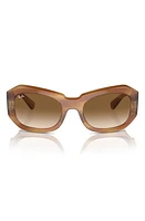 Ray-Ban Pillow Beate 56mm Wrap Sunglasses in Striped Brown at Nordstrom