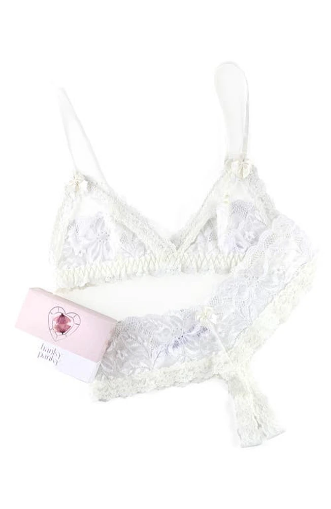 Hanky Panky Honeymoon Lace Bra & Crotchless Thong Set Light Ivory at Nordstrom,