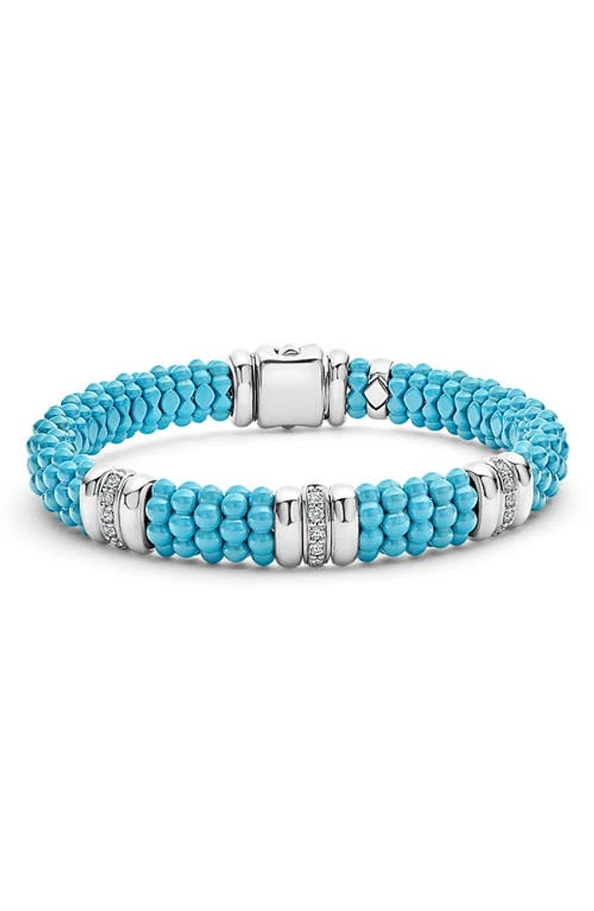 LAGOS Blue Caviar Diamond 3-Link Bracelet in Blue Ceramic at Nordstrom