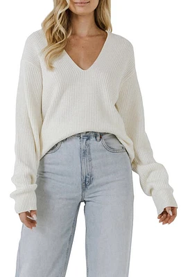 Free the Roses Endless Rose Oversize Deep-V Sweater in Cream at Nordstrom, Size Medium