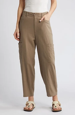 Le Jean Goldie Linen Blend Balloon Cargo Pants Camel at Nordstrom,