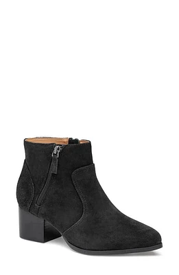 Johnston & Murphy Trista Zip Pointed Toe Bootie Black Suede at Nordstrom,