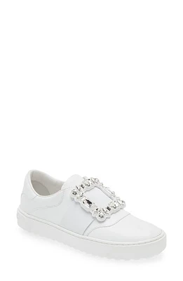 Roger Vivier Very Crystal Buckle Slip-On Sneaker White at Nordstrom,