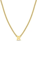 Zoë Chicco Curb Chain Initial Pendant Necklace in Yellow Gold-R at Nordstrom, Size 16