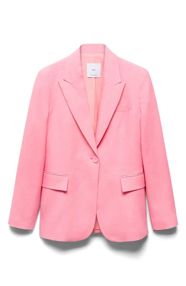 MANGO Margo Linen Blazer Pink at Nordstrom,